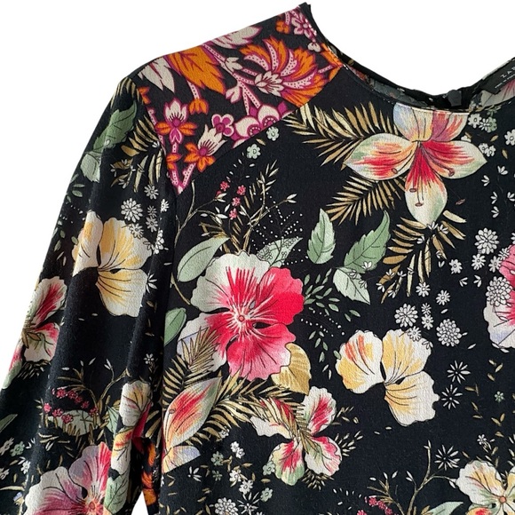 ZARA | NWOT PATCHWORK FLORAL PAISLEY BOHO MIDI DRESS ASYMMETRICAL HEM | MEDIUM - Picture 3 of 14